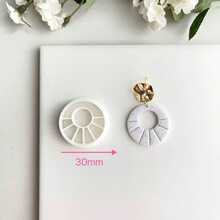Cortador de arcilla polimérica con diseño de línea estilo bohemio, patrones geométricos y a rayas, para pendientes, colgantes, manualidades DIY - Blanco - Ver 7