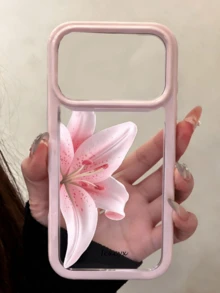 唯美鬱金香花卉透明手機殼，適用於 iPhone 17 16 15 14 13 12 Pro Max Plus 11，防震保護殼禮物 - 粉紅色百合花 - 查看 4