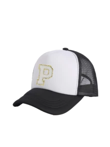 1 Buah Topi Baseball Bordir Huruf A-Z, Topi Trucker Blok Warna, Jaring Bernapas dan Dapat Diatur, Perlindungan Matahari Luar Ruangan, Topi Pasangan, Gaya Minimalis - Hitam dan Putih - View 9