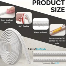 DIY Colorable 100 300 500cm PVC Self Adhesive Decorative Strip Flexible Polymer PVC Solid Color Embossed Pattern 1.2cm Width Bendable Cuttable Wall Trim Molding No Drilling For Wall Ceiling Baseboard Mirror Frame Cabinet Tile Edge Modern Home Decor - A - View 5