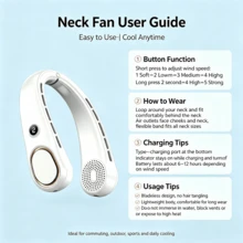 Neck Fan, Hands-Free Bladeless Neck Fan Portable Rechargeable, 360° Cooling Neck Fan, 5-Speed, Silent, 3000MAh Battery Powered USB Wearable Personal Fan For Women, Travel, Outdoor Gifts - 3000mAh-藍色 - 查看 11