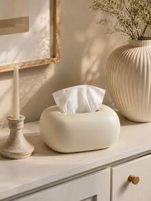 Decorative Tissue Box Cover, Single Modern Resin Napkin Holder With Soft Rounded Design, Stylish Facial Tissue Storage For Bedroom, Living Room, Vanity, Entryway And Home Office - Multicolor - View 9