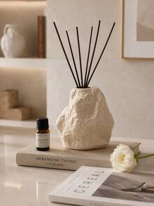 1pc/2pcs Wabi Sabi Asymmetrical Rock-Shaped Reed Diffuser Bottle, Textured Stone Aromatherapy Oil Container, Empty Fragrance Vase, Suitable For Home Bedroom Bathroom Desktop Decor, Minimalist Housewarming Gift - Vintage Stone Aroma Diffuser Bottle - View 7