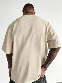 Scandi Simple Tee, Oversized 180g Pure Breathable Cotton, Minimalist Daily Shirt For Men - 杏色 - 查看 3