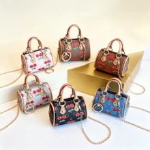 1pc New Mini Coin Purse Pillow Bag, Cherry Series, Classic Pattern Crossbody Bag, Small Mini Daily Wallet, Fashionable Mini Handbag Gift - Cherry Monogram Pillowcase - Denim Blue - View 1