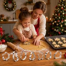 1/8pcs Stainless Steel Christmas Cookie Cutters, Including Christmas Tree, Gingerbread Man, Snowflake, Santa Claus, Candy Cane And Other Classic Holiday Shapes. Smooth Edges, Easy Release, Suitable For Cookies, Fondant, Fruit Cutting. Perfect For Parent-Child Baking DIY, Creating Christmas Themed Desserts, Holiday Parties, Home Baking Essential, Easily Creating A Warm Christmas Atmosphere. - - - View 6