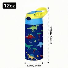 Yocity 1pc 12oz Stainless Steel Mug With Handle, Cute Cartoon Pattern Double Wall Water Cup With Lid And Straw, Suitable For Outdoor, Camping, Travel - Multicolor - View 11