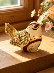 Vintage Bird Figurine Home Decor, Gold Bird Statue Tabletop Ornament, Cute Animal Sculpture For Living Room Bedroom Office Shelf Mantel Decoration, Romantic Couple Gift, Wedding Anniversary Present, Farmhouse Aesthetic, Luxury Desktop Accent - A - View 3