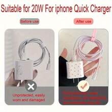 1 Set Small Heart Charger Protection Kit + Heart Storage Bag, Portable Combo Set For Girls, Printed Heart Protective Case Compatible With Apple 18W/20W PD Fast Charging, Ins Style Niche Gift - Fashionable Pink Heart + Storage Bag - View 7