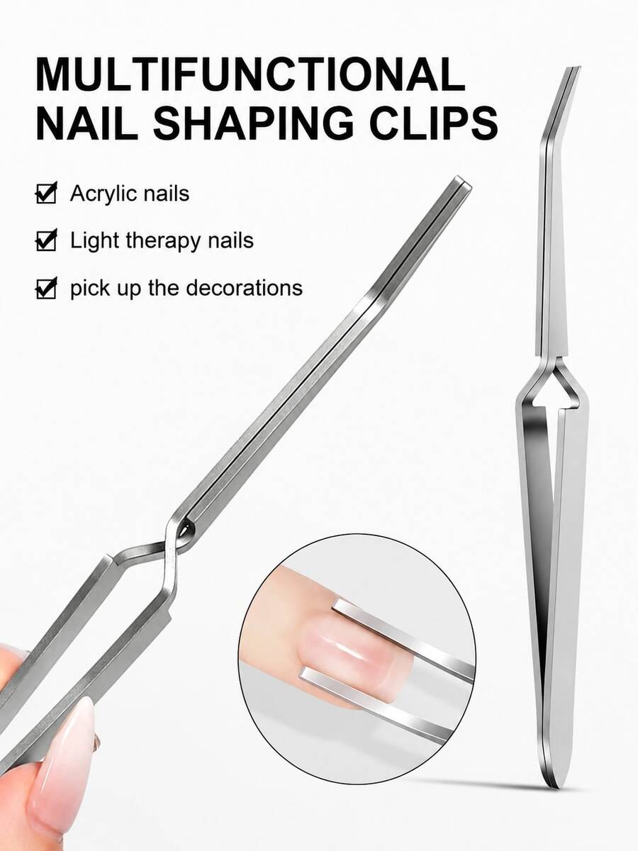 LIMEGIRL Multifunctional Nail Shaping Clamp Tool, Nail Shaping Clamp - Professional Nail Glue Tool - Reusable Nail Shaping Clamp - Nail Tool - Silver - View 1