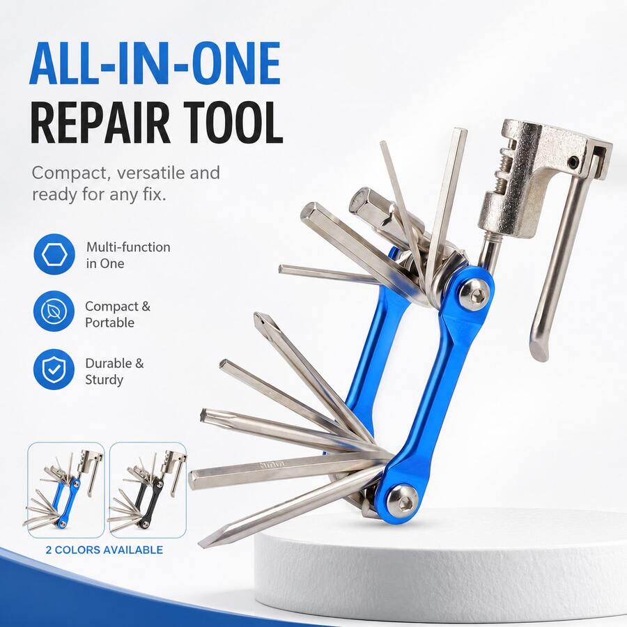 11-In-1 Multi-Function Bicycle Repair Kit, Mountain Bike Wrench, Screwdriver, Chain Hex Spoke, Bicycle Tools, Bicycle Repair Tool Set - Multicolor - View 1