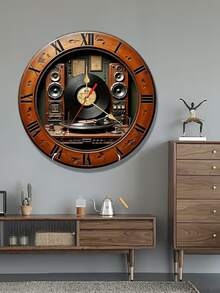Jam Dinding Kayu 2D Datar 10/12 Inci Bentuk Kaliper Rem Bulat Merah Senyap dengan Cakram Rem Perak, Mesin Quartz Bertenaga Baterai (Baterai AA Tidak Termasuk), Cocok untuk Kamar Tidur, Dapur, Ruang Belajar, Garasi - MultiWarna - View 7