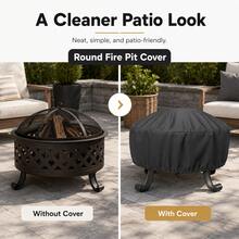 Round Fire Pit Cover - 5 Sizes Available, Heavy Duty 300D Oxford Fabric, Drawstring Design Bottom (Black), Suitable For Fire Pit, Propane Fire Pit, Perfect Holiday Party Gift For Family And Friends (Cover Only) - View 4