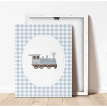 1pc Canvas Wall Art, Framed Children's Room Wall Decor, Vintage Travel Theme Boys Room Wall Art, Transportation Theme Room Decor, Blue Hot Air Balloon, Airplane And Train Design, Cozy Home Decoration, Nursery Decor, Kids Room Poster, Toddler Room Decor, Girls Room Wall Art, Boys Room Wall Poster, Gift, Baby Shower Present, Party Decoration, Waterproof, Preschool Poster - Multicolor - View 4