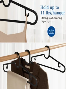 20pcs Non-Slip Ultra-Thin Plastic Hangers, Multi-Functional Fashionable Black & White Design Clothes Drying Rack, Maximize Closet Space, High Load-Bearing, Suitable For Laundry Room, Applicable For Adult Coats, Suits, Shirts, Dresses - Multicolor - View 8