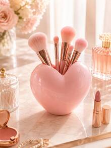 1 Peça Suporte de Pincel de Maquiagem em Formato de Coração, Copo de Armazenamento de Cosméticos Fofo, Organizador de Pincéis de Delineador, Lápis de Sobrancelha e Batom, Caixa de Armazenamento Decorativa de Ferramentas de Maquiagem para Mesa, Adequado para Penteadeira, Quarto, Bancada do Banheiro, Presente para Mulheres - Multicolorido - Visão 6