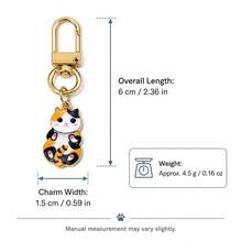 Miniso 1pc Cute Cat Keychain, Mini Kitten Pendant With Gold-Tone Lobster Clasp, Lightweight Bag Charm For Handbag, Backpack, Purse, Pouch And Keys, Cat Lover Gift, 4 Styles Available - Black & White Cat - View 7