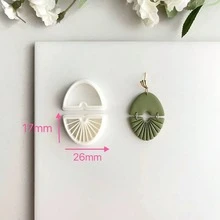 Cortador de arcilla polimérica con diseño de línea estilo bohemio, patrones geométricos y a rayas, para pendientes, colgantes, manualidades DIY - Blanco - Ver 11