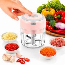 1pc 250ML Portable Electric Garlic Chopper, USB Rechargeable Cordless Mini Food Processor For Onion, Ginger, Chili, Herbs, Vegetables & Seasoning Prep, Pink - Pink - View 13