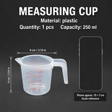 1pc/2pcs/3pcs/Multi-Purpose Measuring Cup, Transparent Plastic Heat-Resistant Stackable Measuring Cup With Angled Handle And Spout, Kitchen Essential Accessory, Transparent 500ml, 250ml, 1000ml, Measuring Cup (Low-Temperature Cleaning) - White - View 6