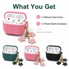 Creative Double-Sided Dripping Oil Colorful Flower Keychain Pendant For Wireless Bluetooth Earphone Case Suitable For All AirPodModels - Black - View 1