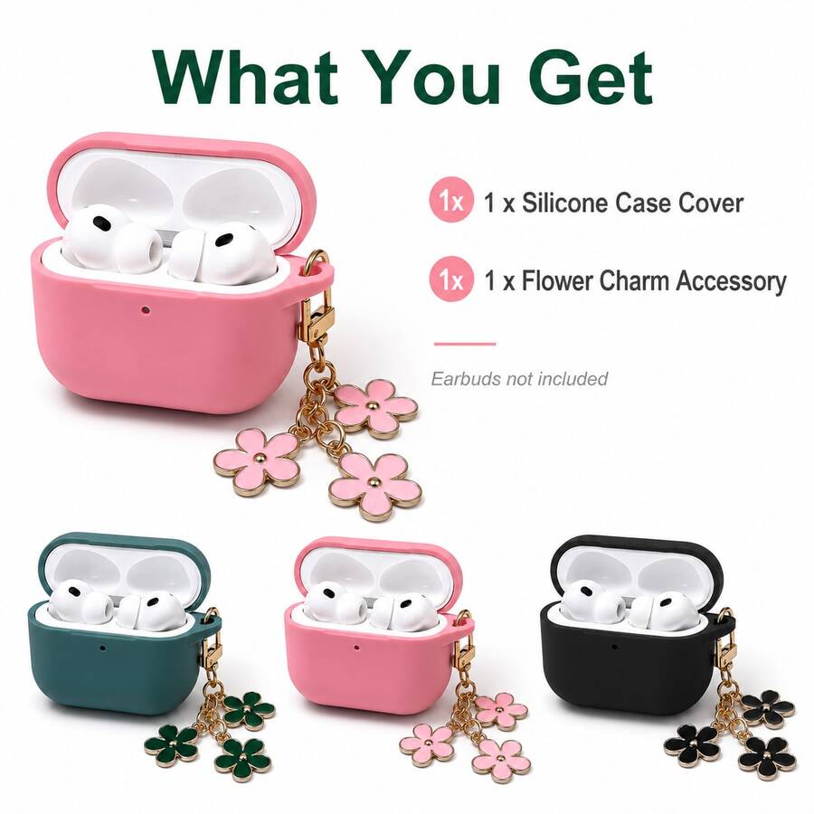Creative Double-Sided Dripping Oil Colorful Flower Keychain Pendant For Wireless Bluetooth Earphone Case Suitable For All AirPodModels - Black - View 1