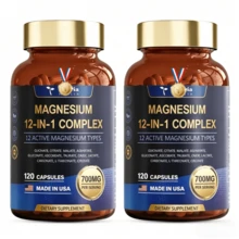 12-In-1 Magnesium Complex 700mg Supplement Capsules - Relaxation Muscle, Heart Health, Stress Relief, Vegan, 120 Caps - 2PCS - 查看 1