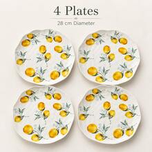 WGROOM 1 buah/4 buah Piring Keramik Lemon, Piring Makan Besar 28cm, Piring Keramik Motif Lemon, Cocok untuk Makanan Penutup, Buah-buahan, Salad, Pasta, Penggunaan di Dapur dan Meja Makan - MultiWarna - View 6