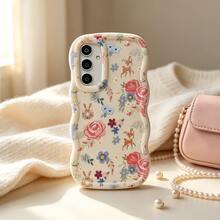 1pc Full Screen Floral Deer Cute Flower Fresh Deer Pink White Personalized Creative Simple Retro Fashion European American Ins Gentle Style Girls Beautiful, Macaron White Full Coverage Anti-Fall Fresh Colorful Wave Shape Cream Style, [International Version Not Local Version] Suitable For Android/GALAXY/A/S/FE/PLUS/ULTRA/NOTE/POCO/Transsion/HOT/SPARK/POP/SMART/RENO/Honor/Phone Case/Protective Cover - Multicolor - View 5