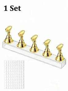 Double Row Nail Art Practice Stand Acrylic Base Magnetic Display Rack Multicolor Nail Art Holder Nail Art Tools - Beginner Nail Art Display Board Stand, Nail Artist Tools (Double Row Transparent Base + 10 Transparent Chess Pieces) - Clear - View 9
