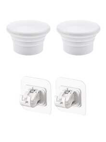 4pcs Auxiliary Hooks, No-Drill Curtain Rod Bracket Set, Self-Adhesive, Curtain Rod Hooks, Curtain Rod End Caps, Curtain Rod Clips, Fixed Adhesive Bracket Clips, Telescopic Rod For Door Curtain No-Drill Installation, Suitable For Fashion Home Decor, Practical Hooks, Adjustable Wall Hooks, Bedroom Living Room, Suitable For Kitchen, Bathroom, Home Essential - Multicolor - View 13