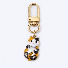 Miniso 1pc Cute Cat Keychain, Mini Kitten Pendant With Gold-Tone Lobster Clasp, Lightweight Bag Charm For Handbag, Backpack, Purse, Pouch And Keys, Cat Lover Gift, 4 Styles Available - Calico Cat - View 8