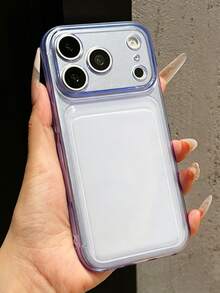 Casing Ponsel Minimalis 3D dengan Tekstur Sabun, Warna Solid, Semi-Transparan, Kompatibel dengan iPhone 17 Pro Max 17 Pro 17 16 Pro Max 16 Pro 16 15 14 13 Pro Max, Pelindung Lensa Belakang - Biru - View 3