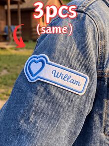 1/3/5/10件可選，心形客製化刺繡姓名標籤，個性化姓名標籤，客製文字標籤，適用於牛仔夾克、牛仔褲、衛衣、背包、帆布托特包姓名徽章，適合返校季、勞動節、節日禮物，可水洗衣物裝飾配件標籤，熨燙貼布 - 多色3 - 查看 20