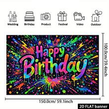 1件 2D生日派對攝影背景布，彩色塗鴉主題搭配潑墨與星星，耐用聚酯纖維材質，適用於居家、餐廳、攝影棚、派對裝飾、節日禮物 - A - 查看 7