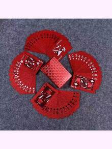 1 Set Of 54 Colorful Red And Gold Card Game Cards Waterproof Multiplayer Game Card Set Magic Pack Wedding Party Birthday Holiday Board Game Gift Collection - Red - View 1