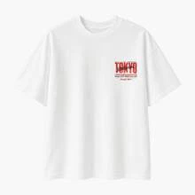 Men's T-Shirt With Bold Racing Artwork, Large Back Print, Small Chest Graphic, Red And Black Contrast Colors, Japanese Tee. - 白色 - 查看 4