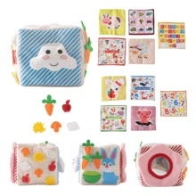 Infant & Toddler Farm Theme Fabric Block Toy, Baby Tissue Pull Game Toy, Soft Building Blocks Early Education Alphabet & Number Recognition, Transportation & Animal Recognition, Cloth Book Set - Multicolor - View 11