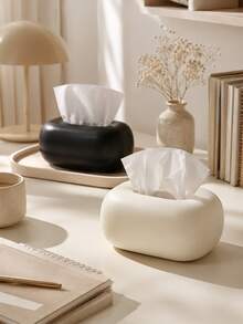 Decorative Tissue Box Cover, Single Modern Resin Napkin Holder With Soft Rounded Design, Stylish Facial Tissue Storage For Bedroom, Living Room, Vanity, Entryway And Home Office - Multicolor - View 1