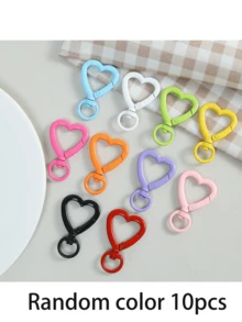 1/5/10pcs Colorful 360° Rotating Heart-Shaped Lobster Clasp Hooks, Suitable For Bags, Dog Leashes, DIY Jewelry Making Accessories, Wallets, Keychains, Clips, Pet Supplies, Outdoor Keychain Decor, Carabiners, Keychain Craft Materials - Multicolor - View 10