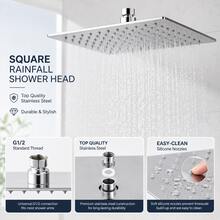 High Pressure Adjustable Shower Head, 201 Stainless Steel, Water-Saving, Rain Shower System With Handheld And Fixed Installation Options - Square - View 2