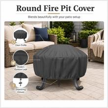 Round Fire Pit Cover - 5 Sizes Available, Heavy Duty 300D Oxford Fabric, Drawstring Design Bottom (Black), Suitable For Fire Pit, Propane Fire Pit, Perfect Holiday Party Gift For Family And Friends (Cover Only) - View 3