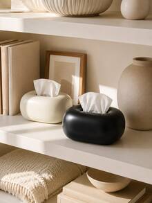 Decorative Tissue Box Cover, Single Modern Resin Napkin Holder With Soft Rounded Design, Stylish Facial Tissue Storage For Bedroom, Living Room, Vanity, Entryway And Home Office - Multicolor - View 2