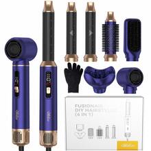 UKLISS 6合1熱風造型梳套組 200萬負離子（抗靜電防毛躁）LED溫度顯示，自動吸附捲髮棒、捲髮器、熱風梳、吹風機，乾濕兩用，適合所有髮質，送給女友與媽媽的完美禮物，適用情人節、主顯節、嘉年華、聖派翠克節，適合沙龍/旅行/居家/辦公室/派對/嘉年華化妝舞會/主顯節慶典，大風罩完美鎖定造型 - 彩色 - 查看 16