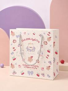 1 buah/2 buah/3 buah Tas Kado Anak Anjing Apel Lucu, Tas Kado Pesta Piknik Hewan Warna Macaron dengan Pegangan, Cocok untuk Ulang Tahun, Permen, Camilan, dan Hadiah Kecil - View 3
