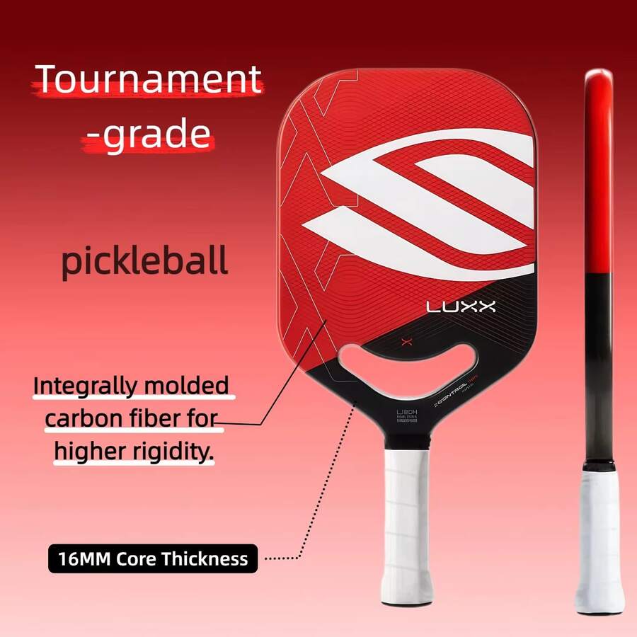 LUXX Control Pickleball Paddle Carbon Fiber Thermoforming Edgeless 16mm X7 Honeycomb Core USAPA Approved Pro Training Competition Pickleball Racket Unisex - Red - View 1