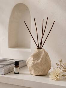 1pc/2pcs Wabi Sabi Asymmetrical Rock-Shaped Reed Diffuser Bottle, Textured Stone Aromatherapy Oil Container, Empty Fragrance Vase, Suitable For Home Bedroom Bathroom Desktop Decor, Minimalist Housewarming Gift - Vintage Stone Aroma Diffuser Bottle - View 8