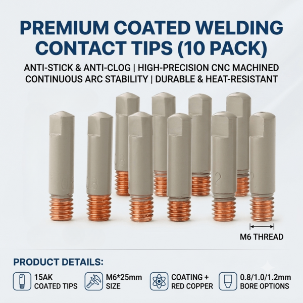 15AK14AK European Style MIG Welding Gun Universal Coated Conductive Nozzle Non-Stick Slag 0.8mm;1.0mm;1.2mm 10pcs/Pack