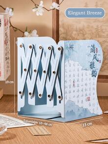 1pc Chinese Style Expandable Bookshelf, Foldable Desktop Book Organizer With Adjustable Bookends, Creative Bookshelf Stand, Suitable For Students, Middle School And High School, Office Desk Accessory, School And Office Supplies - Multiple Options Available - View 12
