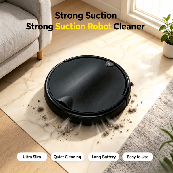 Aspirateur robot intelligent entièrement automatique, aspirateur haute efficacité conçu pour un usage domestique, combine les fonctions de balayage, d'aspiration et de nettoyage en un seul, nettoyage complet pour l'environnement de la maison. Équipé d'un système de navigation intelligent avancé, planifie précisément les itinéraires de nettoyage, évite automatiquement les obstacles, aspiration puissante combinée à un nettoyage intelligent, gère facilement diverses taches de sol. Convient aux sols durs, aux tapis et à d'autres scénarios multiples